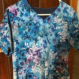 Floral Blue Women's scrub top